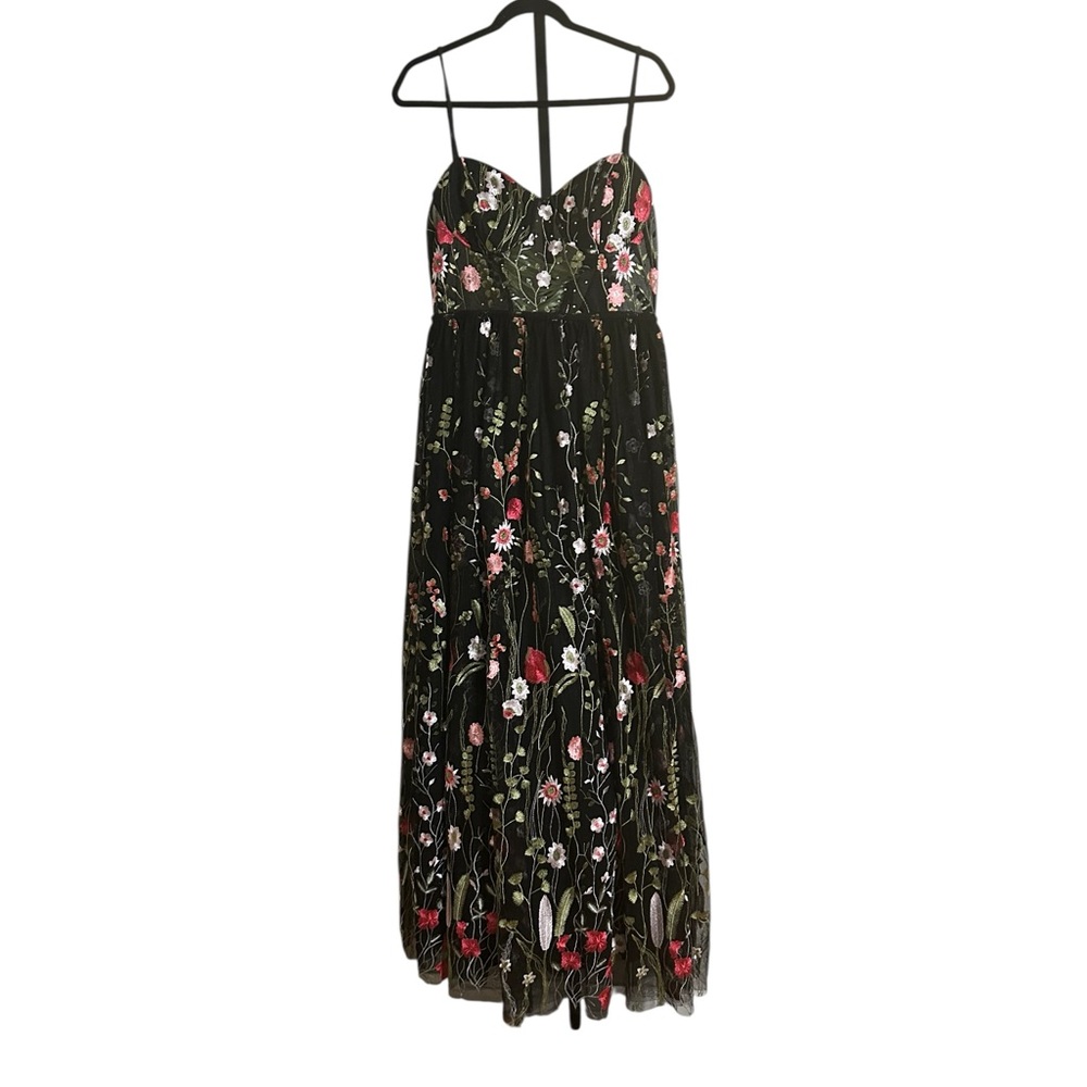 City Studios juniors floral embroidered mesh gown, size 11 - Picture 4 of 9